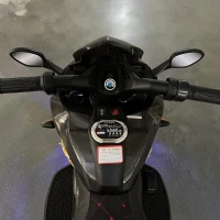 12V Kids Ride-On Motorcycle with Manual Throttle, Foot Brake and PU Seat, Motorbike for Toddlers Ages 3-5, 43.5″ L x 23.5″ W x 29″ H, Blue(m-7)