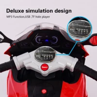 12V Kids Electric Ride-On Motorcycle with LED Lighted Wheels and Bluetooth MP3, Motorbike Perfect for Ages 3–6, 41.5" L x 18" W x 25" H, Red(m-5)