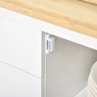 HOMCOM Utility Kitchen Cart Rolling Kitchen Island Storage Trolley with Rubberwood Top, 2 Drawers, Towel Rack, White(m-7)