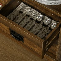 HOMCOM Sideboard Storage Cabinet Kitchen Cupboard Buffet Server with Glass Doors, 2 Drawers & Adjustable Shelves for Living Room, Walnut(m-7)