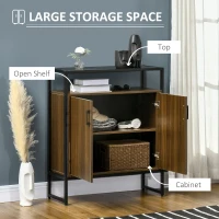 HOMCOM Buffet Cabinet, Glass Tabletop Accent Sideboard with Storage Cabinet and Open Shelf, Console Table for Living Room, Kitchen, Entryway, Brown(m-4)