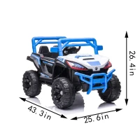 12V Kids Electric Ride-On Car with Remote Control, 4 motors, LED Lights, Truck Perfect for Ages 3-6, 43.5″ L x 25.5″ W x 26.5″ H, Blue(m-3)