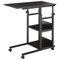HOMCOM Mobile Standing Desk, Adjustable Height 31.5 inch Stand Up Desk with Wheels for Home Office, Black(m-11)