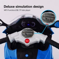 12V Kids Electric Ride-On Motorcycle with LED Lighted Wheels and Bluetooth MP3, Motorbike Perfect for Ages 3–6, 41.5" L x 18" W x 25" H, Blue(m-4)