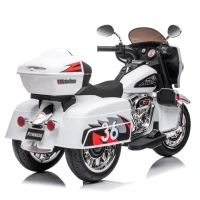 2-Seat 12V Kids Electric Ride-On Motorcycle with Storage Trunk, 3-Wheel Motorbike with MP3 and Bluetooth, 43.5'' L x 19'' W x 26.5'' H, White(m-11)