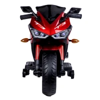 12V Ride-On Motorcycle for Ages 3-8 with Training Wheels and Headlight, Motorbike with MP3 and Light-Up Wheels, 46" L x 20" W x 26" H, Red(m-8)