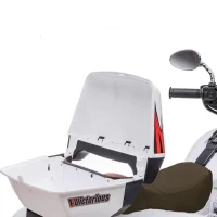 2-Seat 12V Kids Electric Ride-On Motorcycle with Storage Trunk, 3-Wheel Motorbike with MP3 and Bluetooth, 43.5'' L x 19'' W x 26.5'' H, White(m-5)