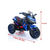 12V Kids Ride-On Motorcycle with Manual Throttle, Foot Brake and PU Seat, Motorbike for Toddlers Ages 3-5, 43.5″ L x 23.5″ W x 29″ H, Blue(m-3)