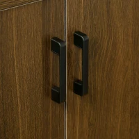 HOMCOM Buffet Cabinet, Glass Tabletop Accent Sideboard with Storage Cabinet and Open Shelf, Console Table for Living Room, Kitchen, Entryway, Brown(m-9)