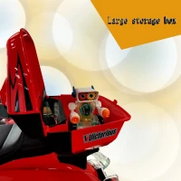 2-Seat 12V Kids Electric Ride-On Motorcycle with Storage Trunk, 3-Wheel Motorbike with MP3 and Bluetooth, 43.5'' L x 19'' W x 26.5'' H, Red(m-8)