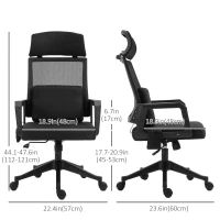 Vinsetto Office Chair High Back Mesh Desk Chair with 2-Point Vibration Massage Lumbar Support Pillow, Headrest, Ergonomic Swivel Back(m-3)