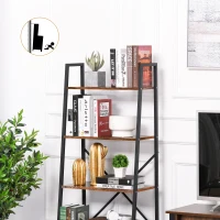 HOMCOM 4-Tier Vintage Ladder Shelf Bookcase Storage Rack Home Office Organizer with Open Display Shelf(m-6)