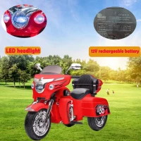 2-Seat 12V Kids Electric Ride-On Motorcycle with Storage Trunk, 3-Wheel Motorbike with MP3 and Bluetooth, 43.5'' L x 19'' W x 26.5'' H, Red(m-5)