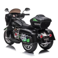2-Seat 12V Kids Electric Ride-On Motorcycle with Storage Trunk, 3-Wheel Motorbike with MP3 and Bluetooth, 43.5'' L x 19'' W x 26.5'' H, Black(m-8)