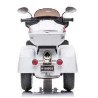 2-Seat 12V Kids Electric Ride-On Motorcycle with Storage Trunk, 3-Wheel Motorbike with MP3 and Bluetooth, 43.5'' L x 19'' W x 26.5'' H, White(m-10)