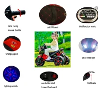 12V Kids Ride-On Motorcycle with Manual Throttle, Foot Brake and PU Seat, Motorbike for Toddlers Ages 3-5, 43.5″ L x 23.5″ W x 29″ H, Blue(m-4)