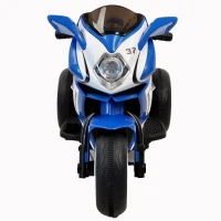 6V Kids Electric Ride-On Motorcycle with MP3, LED Headlight and Light-Up Wheels, Motorbike Ideal for Ages 3-4, 31" L x 16" W x 21" H, Blue(m-5)