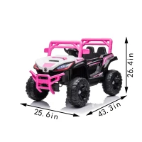 12V Electric Ride-On Car with 4 Motors, 2 Driving Modes & 2.4G Parent Remote, Truck for Kids Ages 3-6, 43.5″ L x 25.5″ W x 26.5″ H, Pink(m-3)