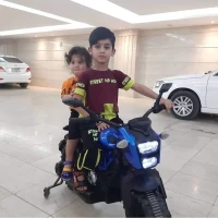 12V Kids Electric Motorcycle Ride-On with Training Wheels, Hand Throttle & Foot Brake, Motorbike for Ages 3-6, 40.5″ L x 21.5″ W x 27″ H, Blue(m-8)