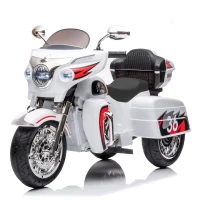 2-Seat 12V Kids Electric Ride-On Motorcycle with Storage Trunk, 3-Wheel Motorbike with MP3 and Bluetooth, 43.5'' L x 19'' W x 26.5'' H, White(m-2)