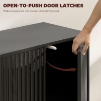 HOMCOM Buffet Cabinet with Storage, Modern Fluted Sideboard with Adjustable Shelves for Dining Room Living Room, Black(m-6)