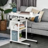 HOMCOM Mobile Standing Desk, Adjustable Height 31.5 inch Stand Up Desk with Wheels for Home Office, White(m-8)