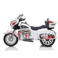 2-Seat 12V Kids Electric Ride-On Motorcycle with Storage Trunk, 3-Wheel Motorbike with MP3 and Bluetooth, 43.5'' L x 19'' W x 26.5'' H, White(m-9)
