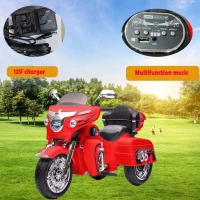 2-Seat 12V Kids Electric Ride-On Motorcycle with Storage Trunk, 3-Wheel Motorbike with MP3 and Bluetooth, 43.5'' L x 19'' W x 26.5'' H, Red(m-6)
