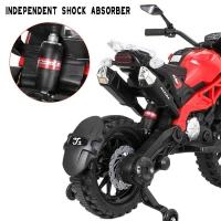 12V Electric Ride-On Motorcycle with Soft PU Seat & Training Wheels, Motorbike Perfect for Toddlers Ages 3-6, 40.5″ L x 21.5″ W x 27″ H, Red(m-5)