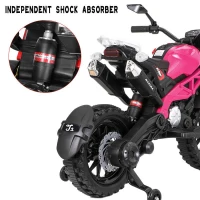 12V Kids Electric Motorcycle Ride-On with Training Wheels, Hand Throttle & Foot Brake, Motorbike for Ages 3-6, 48" L x 22" W x 33" H, Pink(m-4)