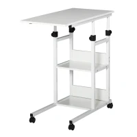 HOMCOM Mobile Standing Desk, Adjustable Height 31.5 inch Stand Up Desk with Wheels for Home Office, White(m-2)