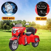 2-Seat 12V Kids Electric Ride-On Motorcycle with Storage Trunk, 3-Wheel Motorbike with MP3 and Bluetooth, 43.5'' L x 19'' W x 26.5'' H, Red(m-7)