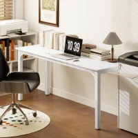 HOMCOM 71" Computer Desk, Desktop Desk with Metal Legs, White(m-8)