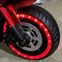 12V Ride-On Motorcycle for Ages 3-8 with Training Wheels and Headlight, Motorbike with MP3 and Light-Up Wheels, 46" L x 20" W x 26" H, Red(m-7)