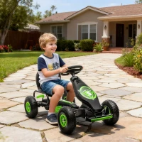 Aosom Ergonomic Pedal Go Kart Kids Ride-on Toy with Tough, Wear-Resistant Tread for Boys & Girls, Ages 5-12, Green(m-2)