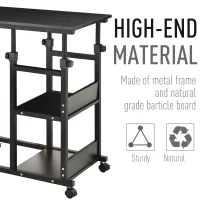 HOMCOM Mobile Standing Desk, Adjustable Height 31.5 inch Stand Up Desk with Wheels for Home Office, Black(m-6)