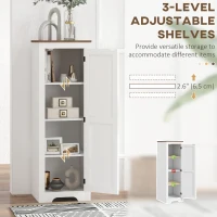 HOMCOM Farmhouse Accent Cabinet with Adjustable Shelf Barn Door Storage Cabinet for Living Room Floor Pantry Cabinet White(m-5)