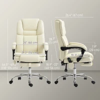 Vinsetto Massage Office Chair, Reclining Executive Office Chair with 6-Point Vibration, Footrest and High Back, White(m-3)