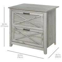 HOMCOM Retro Filing Cabinet with 2 Drawers, File Cabinet with Hanging Bars for Letter and Legal Size Document, Grey(m-3)