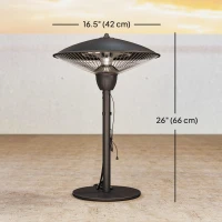 Outsunny 1500 W Electric Patio Heater with Tip-Over Protection, Outdoor Heater with Pull Switch, Black(m-3)