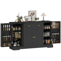 HOMCOM Sideboard Buffet Cabinet, Farmhouse Coffee Bar Cabinet with Door Shelves, Adjustable Shelves, Drawer, Barn Doors, Black(m-11)