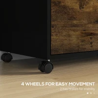 Vinsetto Lateral Filing Cabinet with Drawers and Lock, File Cabinet, Mobile Printer Stand with Open Shelves and Wheels for Letter and A4 Size Documents, Rustic Brown(m-9)