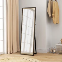 HOMCOM Full Length Mirror, 64" x 21" Rectangle Full Body Mirror with Dual-Tone Frame for Bedroom, Black(m-10)