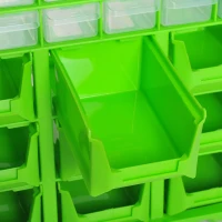 DURHAND Plastic 39 Drawer Parts Organiser Wall Mount Storage Cabinet for Small Nuts Bolts Tool Set of 2 Green(m-9)
