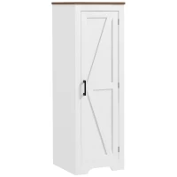 HOMCOM Farmhouse Accent Cabinet with Adjustable Shelf Barn Door Storage Cabinet for Living Room Floor Pantry Cabinet White(m-2)