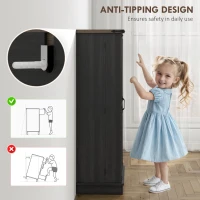 HOMCOM 47" Kitchen Pantry Storage Cabinet, Farmhouse Kitchen Pantry Cabinet with Adjustable Shelves and Door Shelves, Black(m-7)