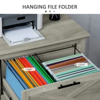 HOMCOM Retro Filing Cabinet with 2 Drawers, File Cabinet with Hanging Bars for Letter and Legal Size Document, Grey(m-6)