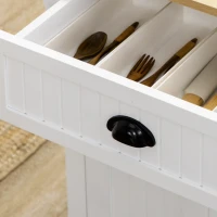 HOMCOM Rolling Kitchen Cart on Wheels, Utility Bar Cart with Drawer, 2 Towel Racks and Adjustable Shelf, White(m-7)