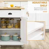 HOMCOM Rolling Kitchen Cart on Wheels, Utility Bar Cart with Drawer, 2 Towel Racks and Adjustable Shelf, White(m-5)