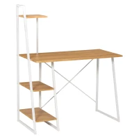 HOMCOM Computer Desk with Storage, Study Writing Table with 4-Tier Shelves for Home Office Workstation Small Space, Natural(m-2)